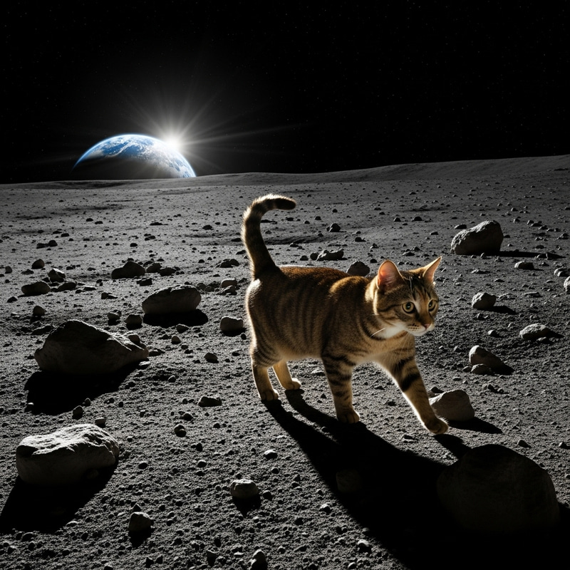 Chinese Li Hua Cat on a Lunar Expedition