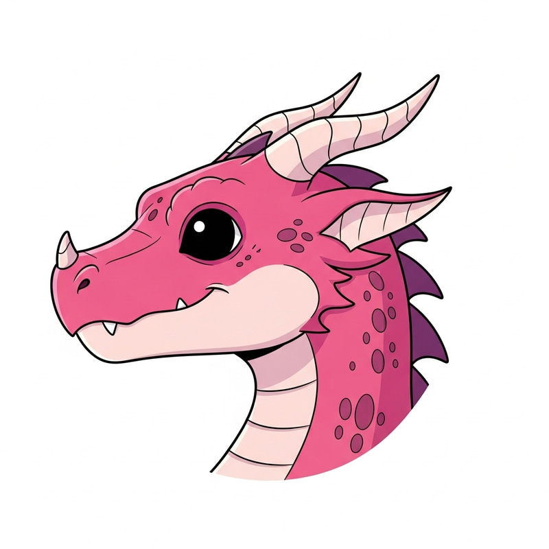 Cute Pink Dragon Cartoon with Profil... | Stunning 8K Resolution