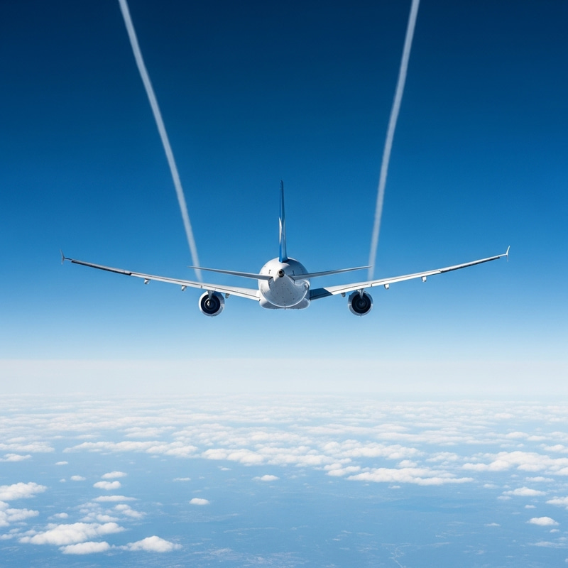 Aerial Plane Flying in Blue Sky