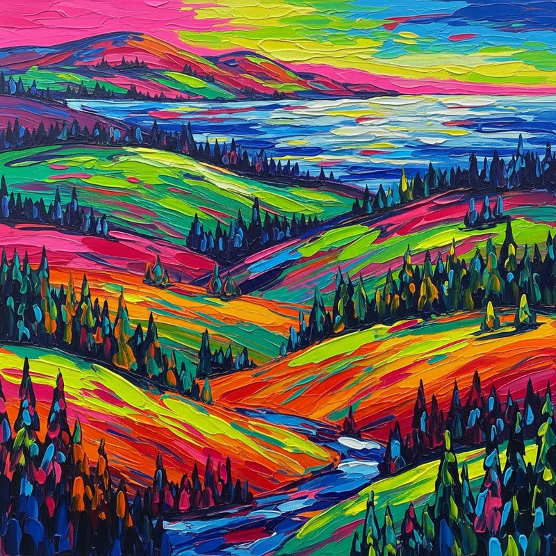 Vibrant Abstract Landscape Art | Colorful Palette Vibrant Abstract Landscape Art | Colorful Palette