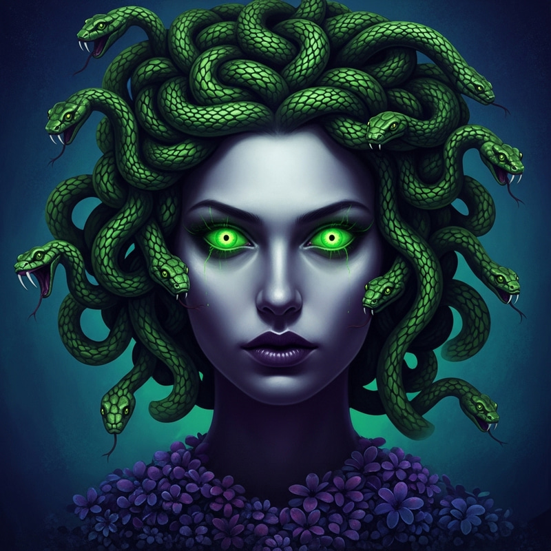 Surrealist Vision of Medusa: Ethereal Gaze & Serpentine Power Surrealist Vision of Medusa: Ethereal Gaze & Serpentine Power