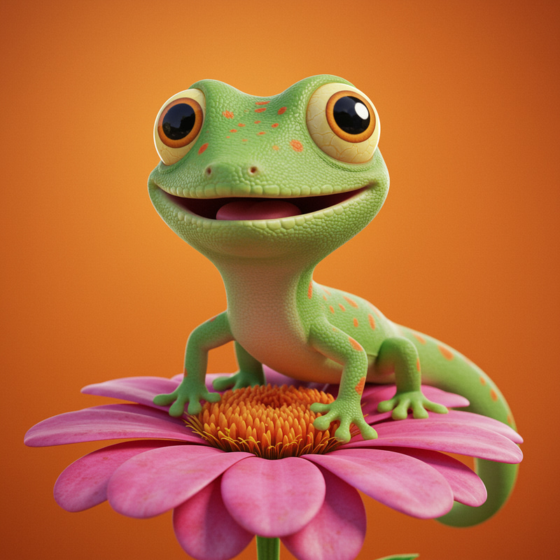 Cute Cartoon Lizard - Cheerful and Colorful Artwork Cute Cartoon Lizard - Cheerful and Colorful Artwork