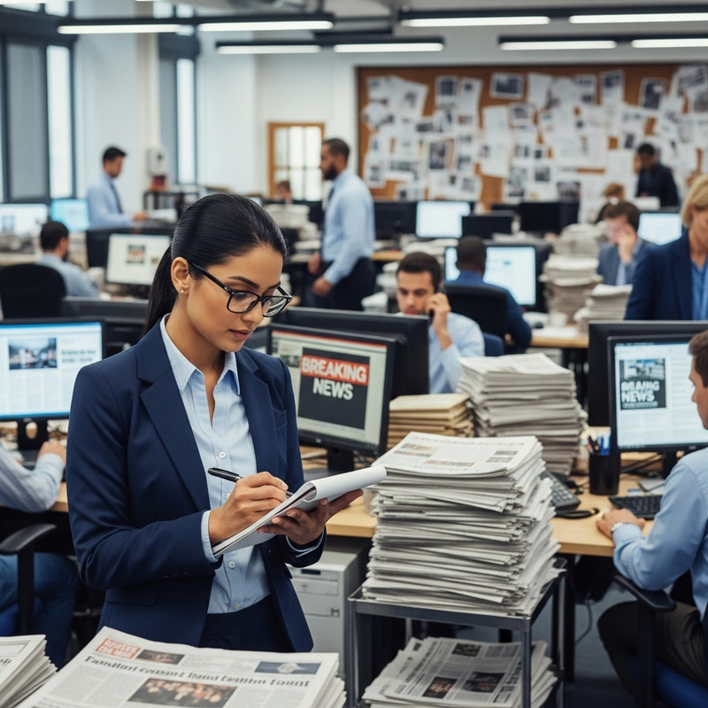 Journalist in Newspaper Office - Newsroom Image Journalist in Newspaper Office - Newsroom Image