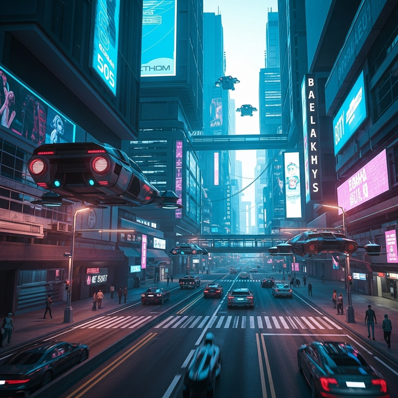 Futuristic Cyberpunk Cityscape | Neon Lights & Flying Cars Futuristic Cyberpunk Cityscape | Neon Lights & Flying Cars