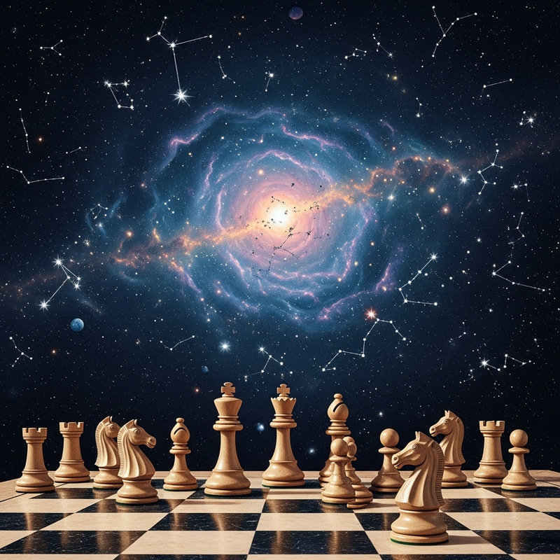 Cosmic Chessboard Masterpiece | Celestial Strategy Painting