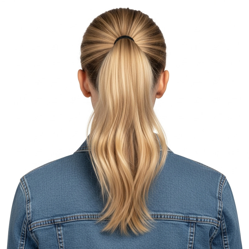 Blonde Long Wavy Hair Ponytail Back View Blonde Long Wavy Hair Ponytail Back View