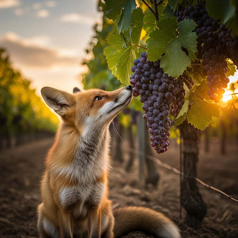 Fox and Grape Bunch: A Charming Scene Fox and Grape Bunch: A Charming Scene