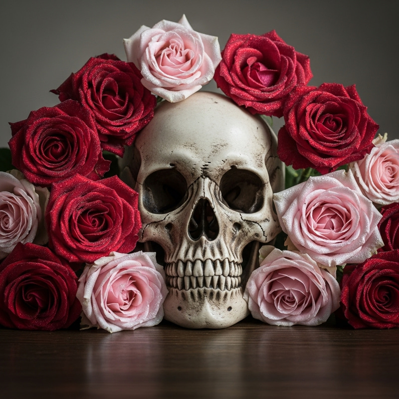 Skull and Roses: A Unique and Symbolic Composition Skull and Roses: A Unique and Symbolic Composition