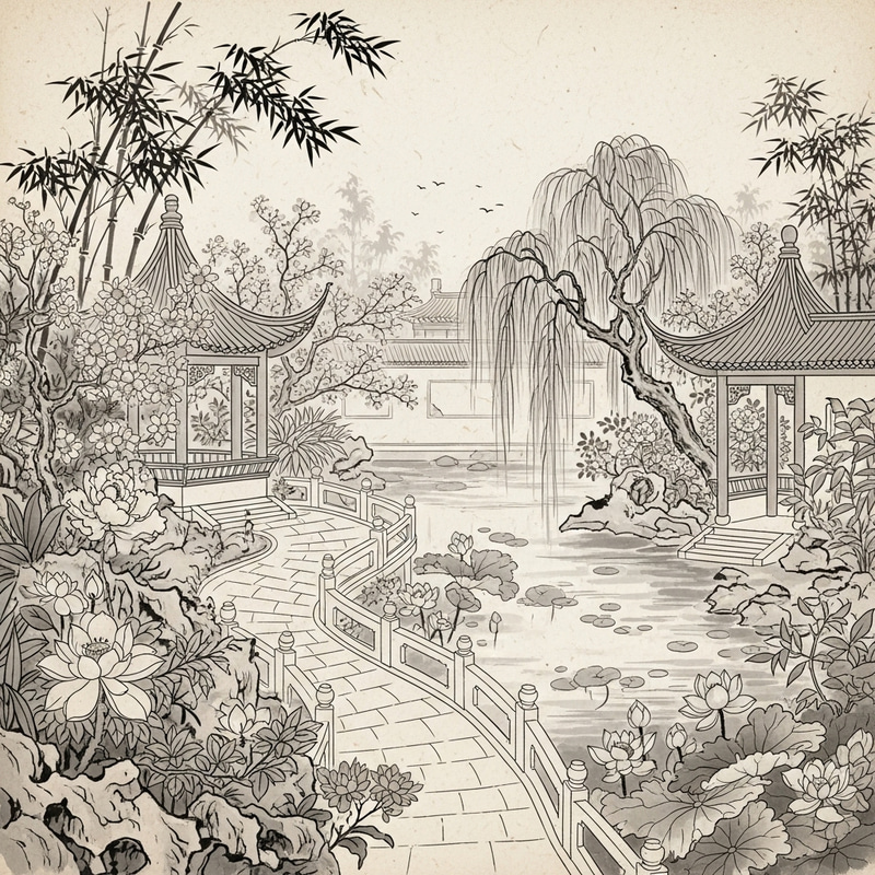 Serene Garden: Pearl Studio Style & Exotic Plants Serene Garden: Pearl Studio Style & Exotic Plants