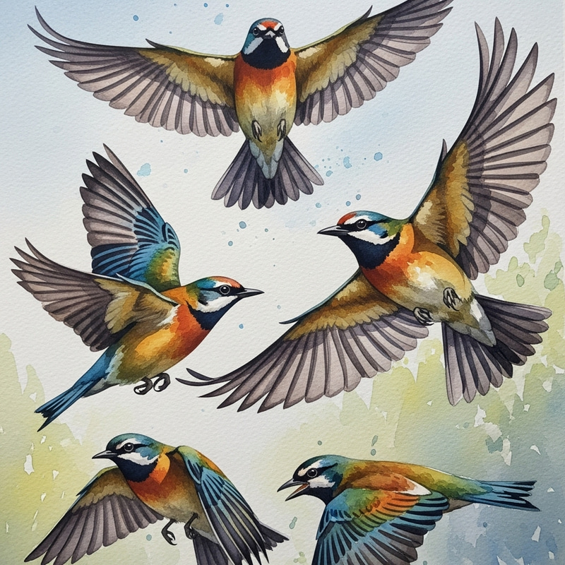 Beautiful Birds in Watercolours: Vibrant Artwork