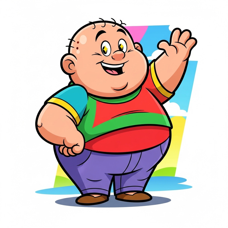 Chubby bald character in Pixar style Chubby bald character in Pixar style