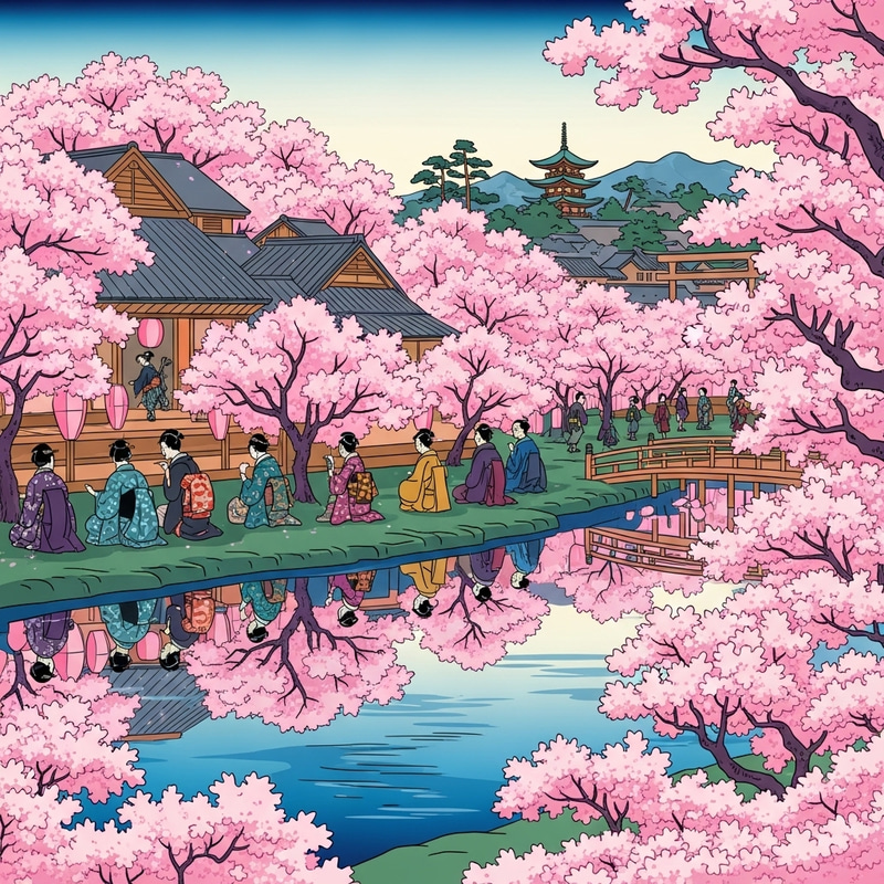 Cherry Blossom Festival - Japanese Art Style