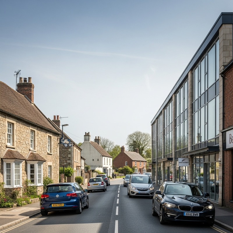 Modern Technology Cars in a Charming Village Modern Technology Cars in a Charming Village