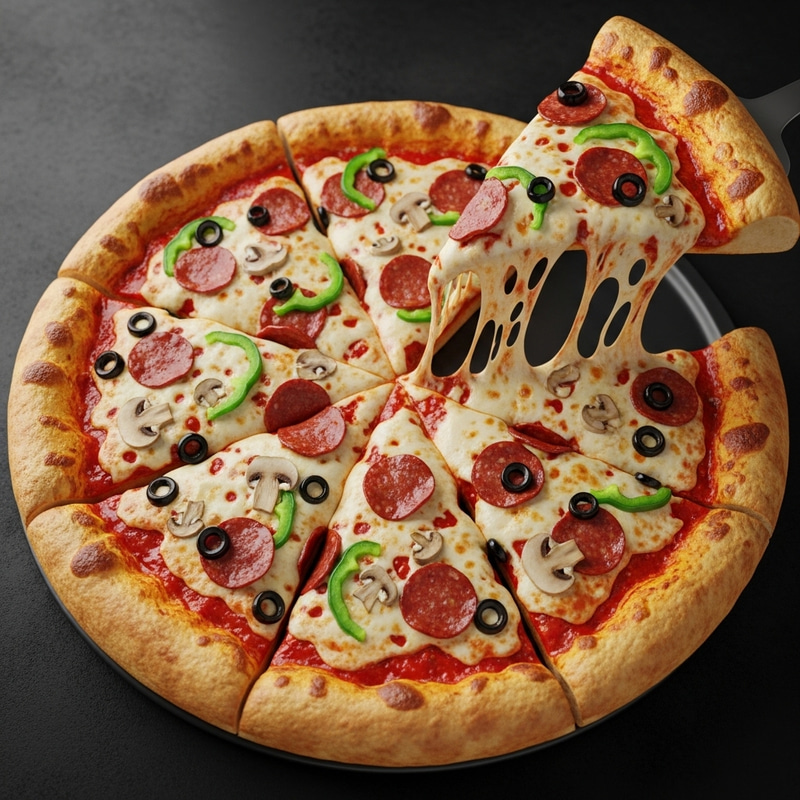 3D Round Pizza with Cheese Slice - Order Online Today 3D Round Pizza with Cheese Slice - Order Online Today