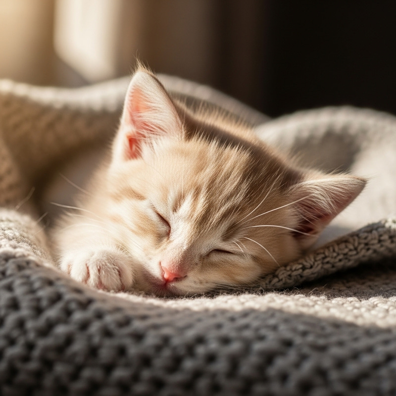 Cute Sleeping Kitten - Serene Cat Nap Cute Sleeping Kitten - Serene Cat Nap