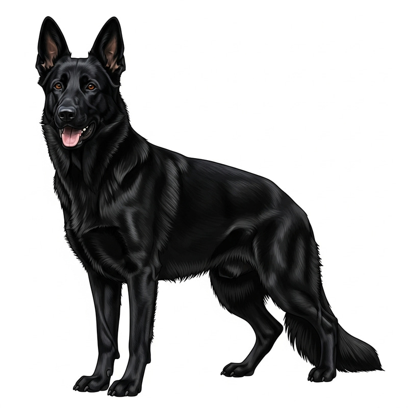 Shiny Black Alsatian Dog - Intelligent and Loyal Companion Shiny Black Alsatian Dog - Intelligent and Loyal Companion