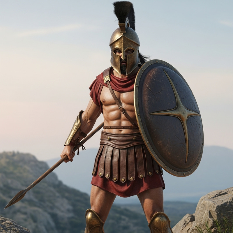Spartan Warrior with Spear & Helmet Spartan Warrior with Spear & Helmet