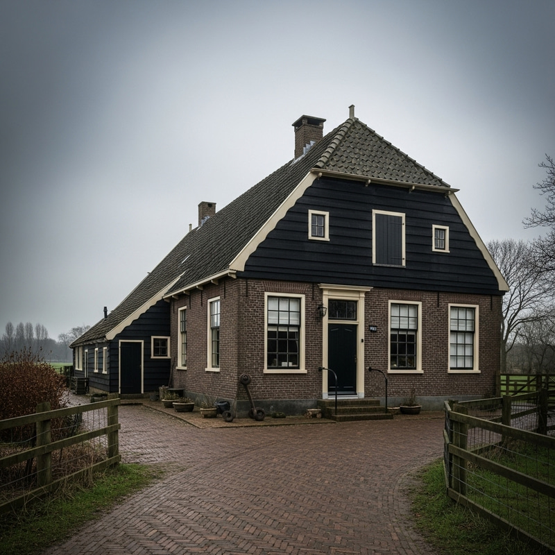 Centuries-Old Dutch Farmhouse with Charred Soot Aroma