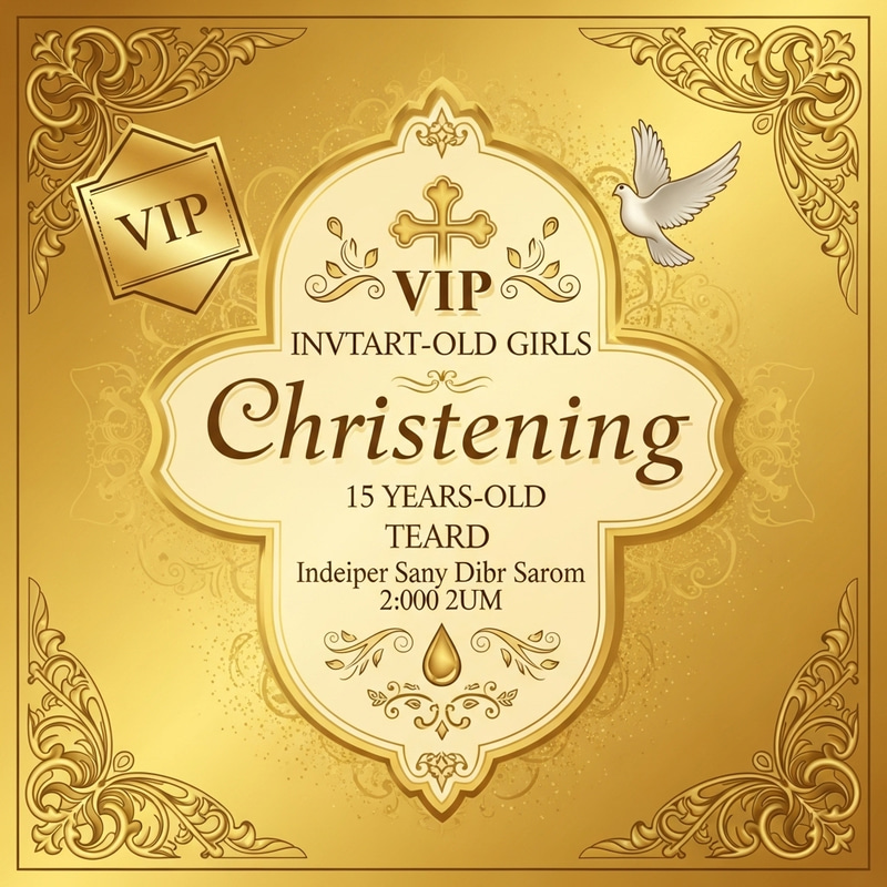 Elegant Gold VIP Invitation for 15-Year-Old Girl's Christening Elegant Gold VIP Invitation for 15-Year-Old Girl's Christening