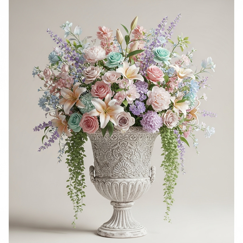 Elegant Floral Vase with Variety of Pastel Flowers Elegant Floral Vase with Variety of Pastel Flowers