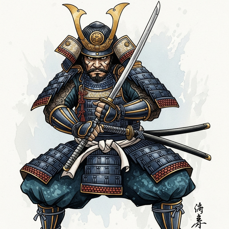 Samurai Warrior Watercolor Print | Traditional Japanese Art Samurai Warrior Watercolor Print | Traditional Japanese Art