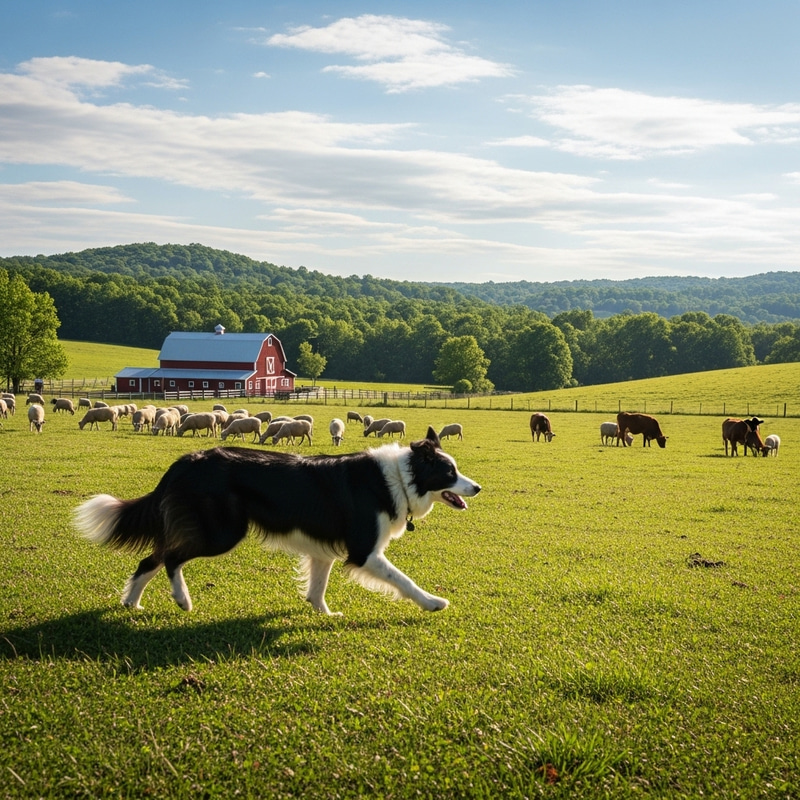 Border Collie Dog in Countryside Farm