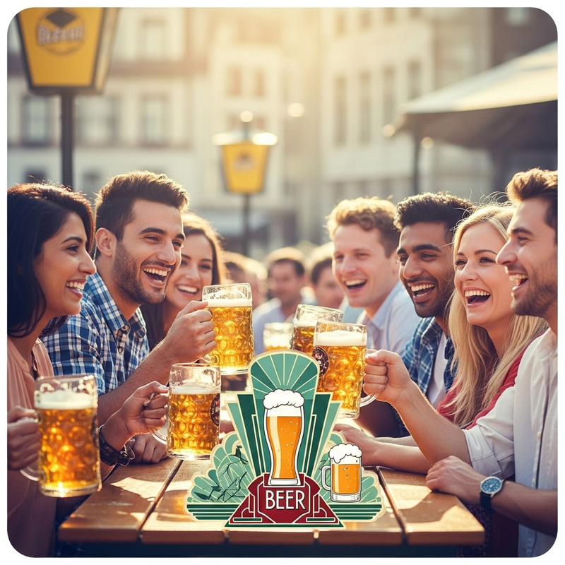 Nostalgic Beer Garden Gathering | Friends Enjoying Sunny Day Nostalgic Beer Garden Gathering | Friends Enjoying Sunny Day