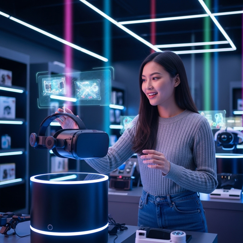 Girl Shopping for Virtual Reality Games in Future Girl Shopping for Virtual Reality Games in Future