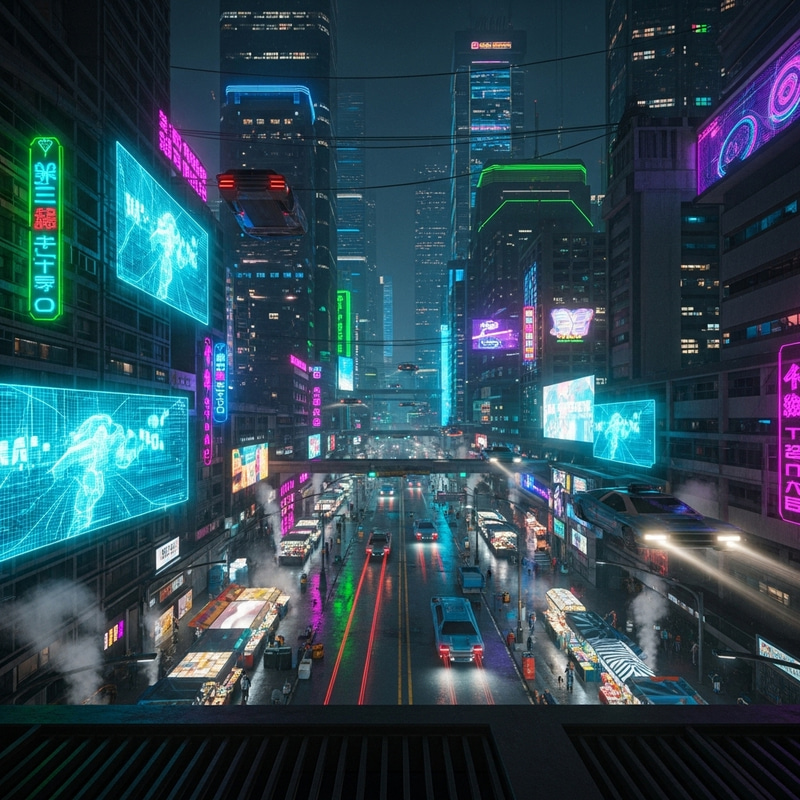 Futuristic Cyberpunk Cityscape at Night Futuristic Cyberpunk Cityscape at Night