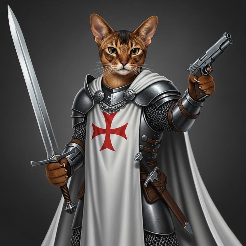 Abyssinian Cat Warrior in Chain Armor | Templar Fantasy Art