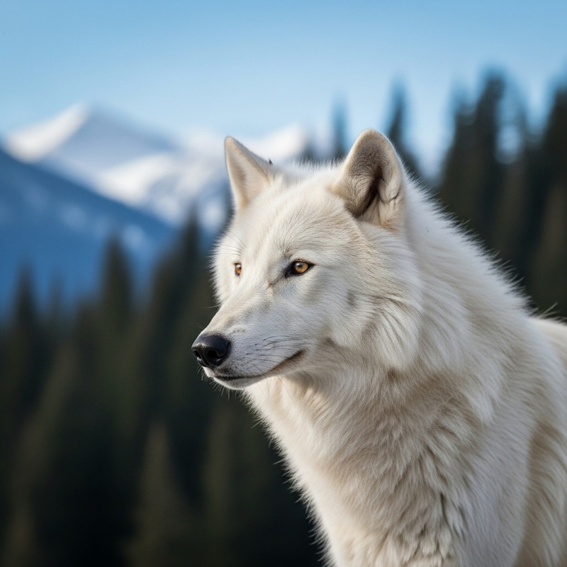 Wild Wolf with Snowy White Fur - Majestic and Fierce Wild Wolf with Snowy White Fur - Majestic and Fierce