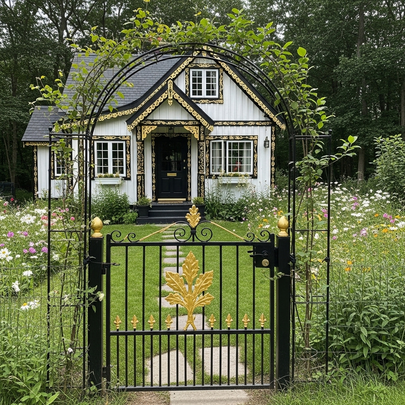 Charming Black, White & Gold Cottagecore Retreat Charming Black, White & Gold Cottagecore Retreat
