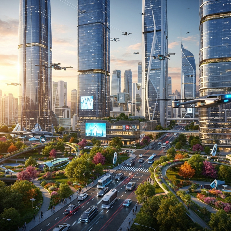 Futuristic Buildings in the Future Cityscape