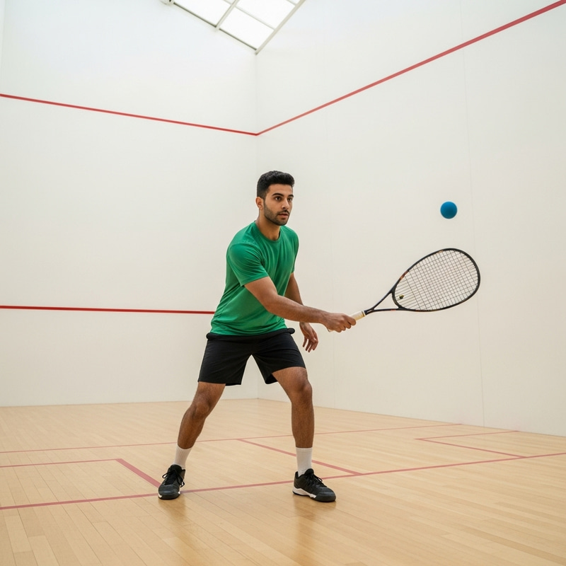 Dynamic Racquetball Player in Action Dynamic Racquetball Player in Action