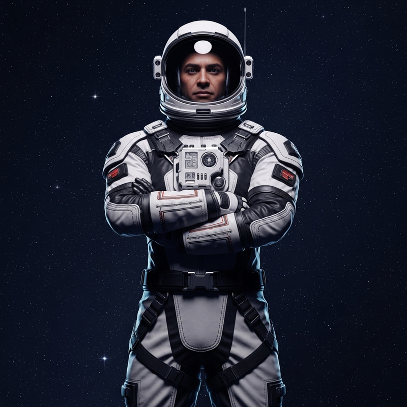 Elon Musk - Futuristic High-Tech Space Suit Pose in Sci-Fi Setting