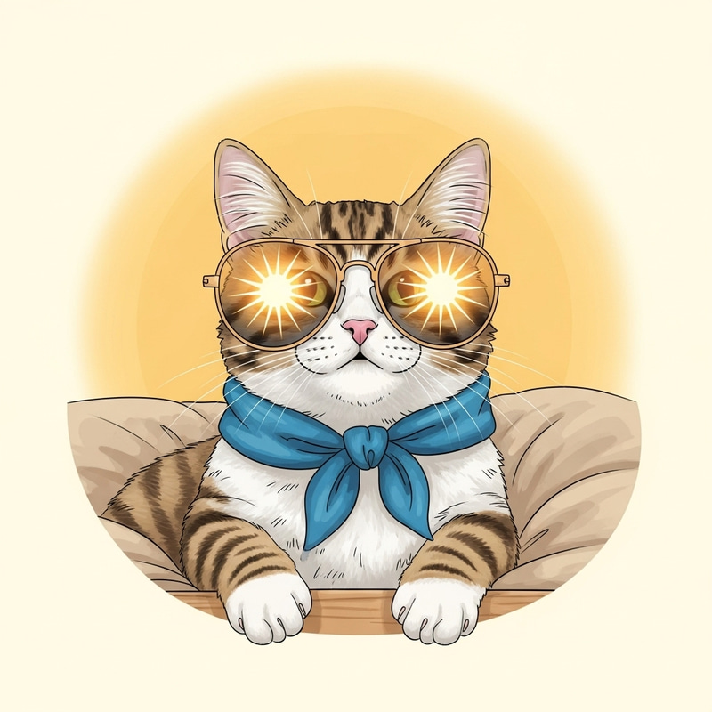 Sun-Kissed Cat: Purr-fectly Cool in Sunglasses Sun-Kissed Cat: Purr-fectly Cool in Sunglasses