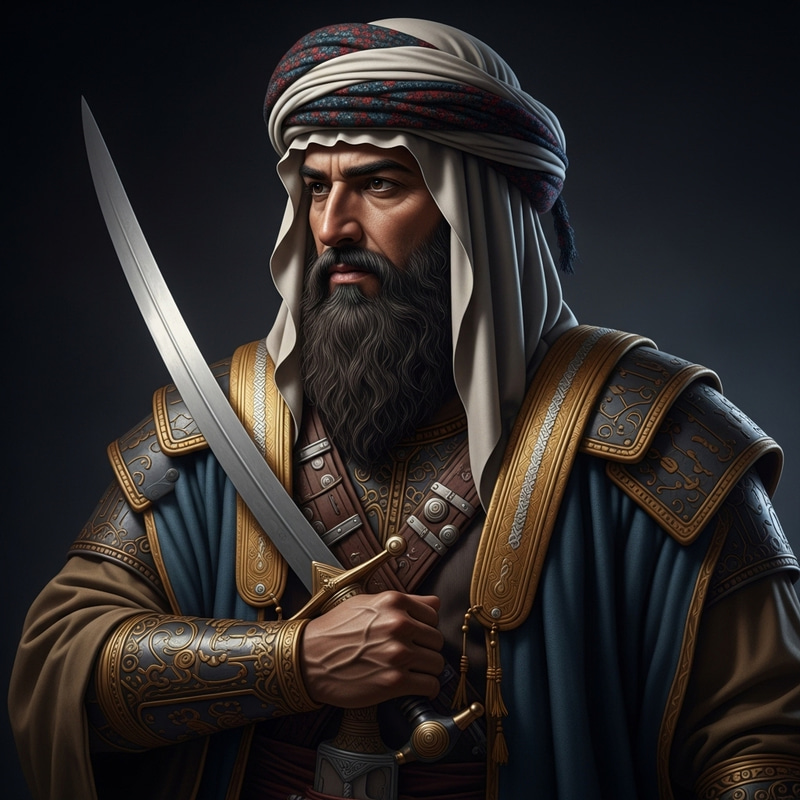 Arabian Man with Sword in Traditional Attire
