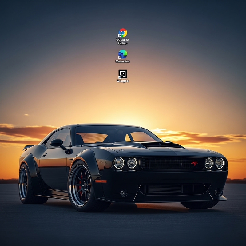 Intimidating Black Dodge Hellcat Desktop Wallpaper
