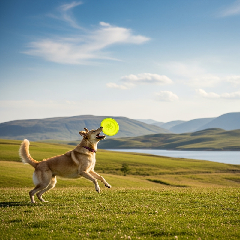 Playful Dog in Scenic Landscape