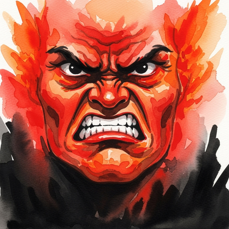 Vibrant Watercolour Painting of Anger Vibrant Watercolour Painting of Anger