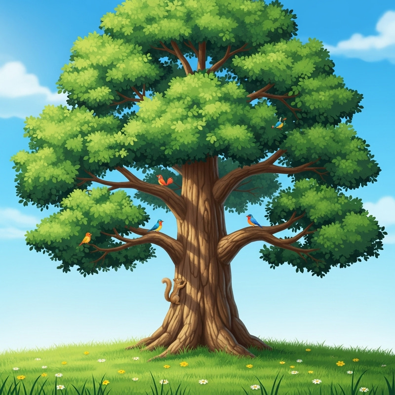 Peaceful Canopy of Green Trees in Serene Meadow Peaceful Canopy of Green Trees in Serene Meadow