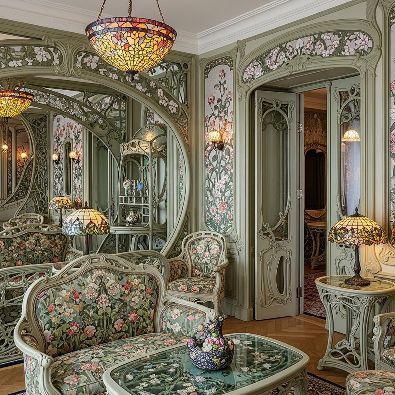 Art Nouveau Room Interior: Organic Shapes, Curved Lines & Opulent Design Art Nouveau Room Interior: Organic Shapes, Curved Lines & Opulent Design