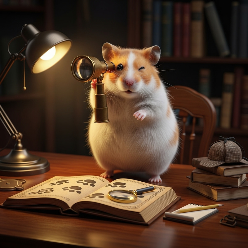 Male Hamster with Orange and White Fur Spyglass Detective