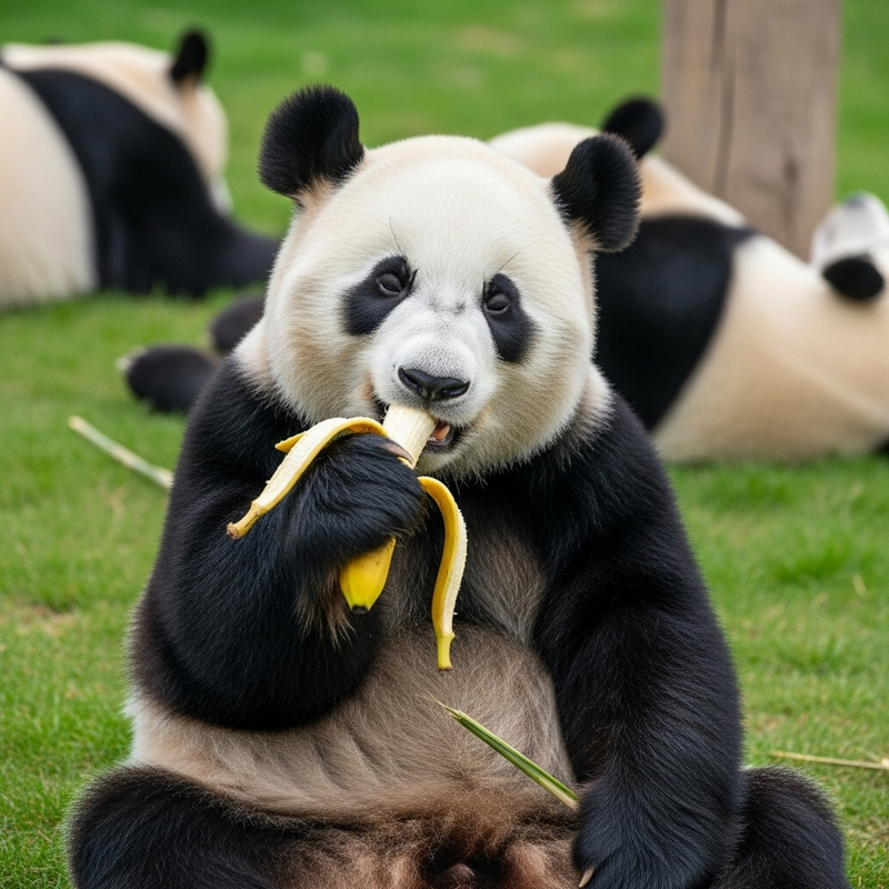 Adorable Panda Eating Banana Adorable Panda Eating Banana