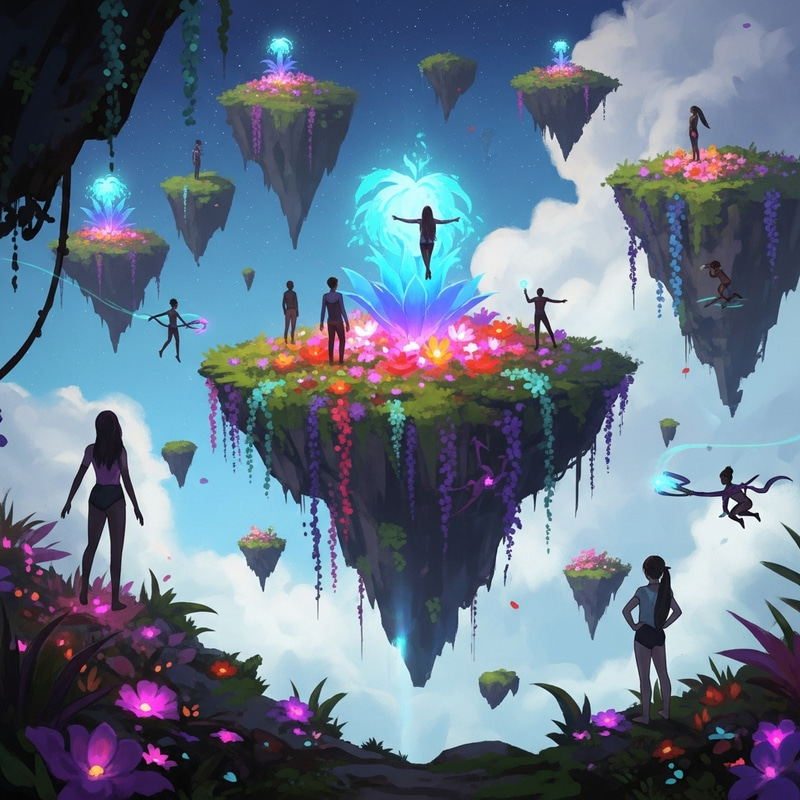 Surreal Dreamscape with Glowing Flora and Neon Colors