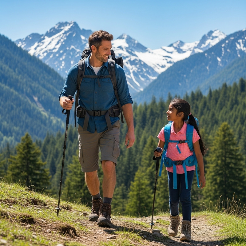 Mountain Adventure: Exploring with Men and Girl Mountain Adventure: Exploring with Men and Girl