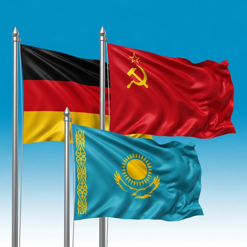 Germany, USSR, Kazakhstan Flags T-shirt Design