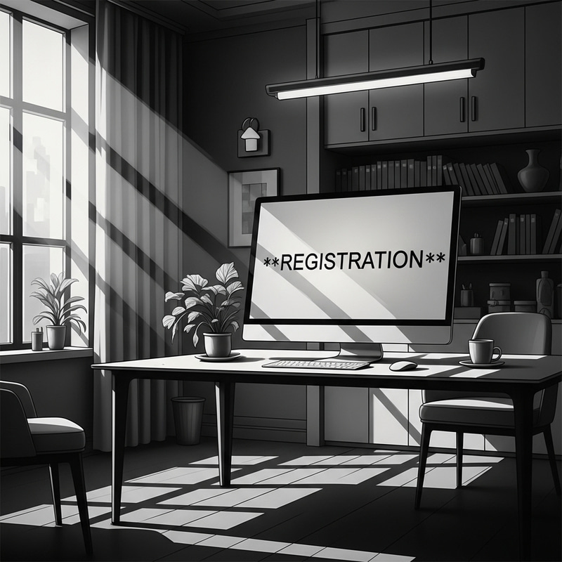 Vintage Computer Registration Poster in Modern Interior Design