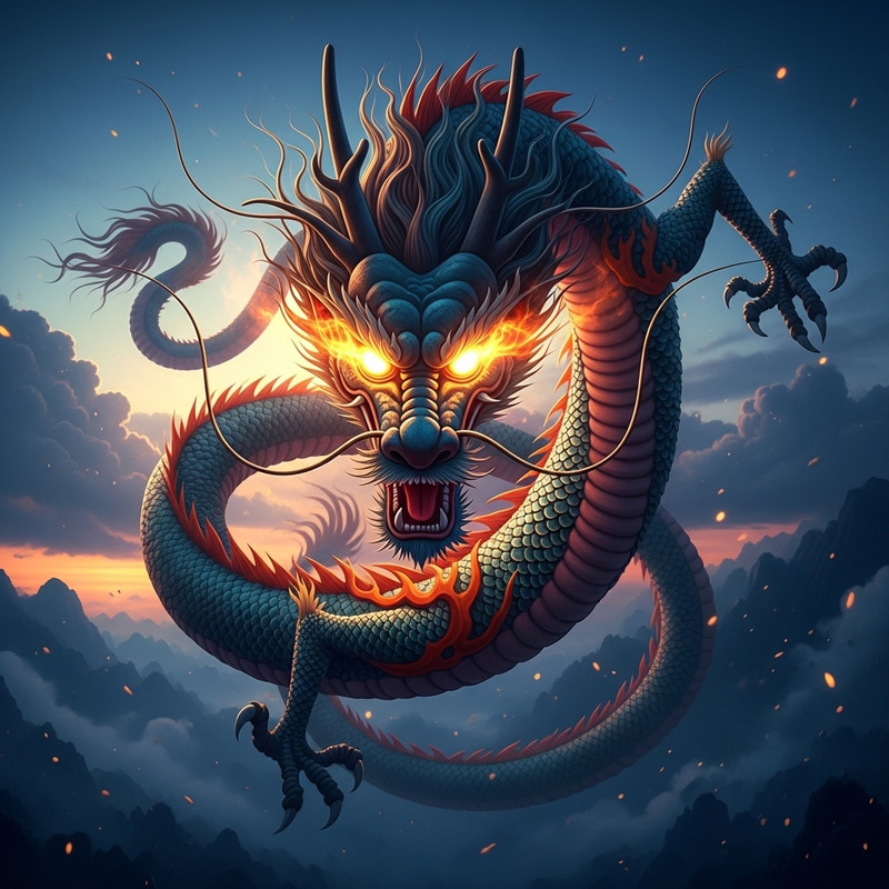 Majestic Chinese Dragon with Glowing Eyes