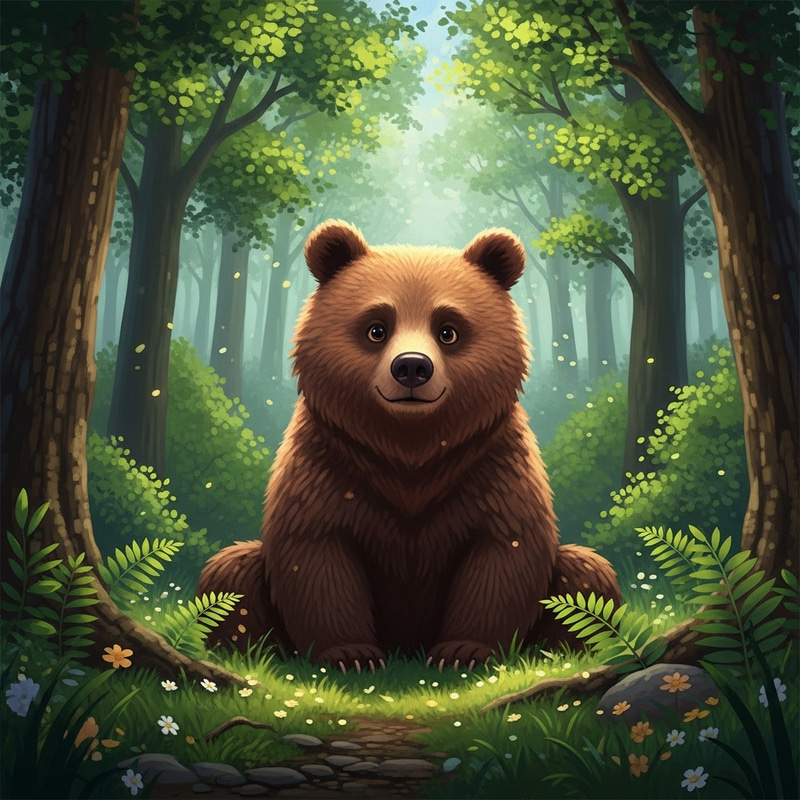 Cute Bear in Forest Scene | Natural Wildlife Photography Cute Bear in Forest Scene | Natural Wildlife Photography